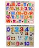Enjunior Box Wooden Alphabets and Numbers Puzzle with Knobs Multicolour - 36 Pieces