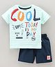 GRO Half Sleeves T-Shirt and Shorts Set Text Print - Sea Green Navy