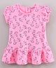 Doreme Cap Sleeves Cotton Frock Unicorn Print - Pink