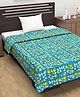 Divine Casa Cotton 120 GSM Single Bed AC Dohar Abstract Print - Turquoise Green Blue