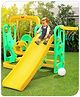 Babyhug 3-in-1 Swing And Slide With Basketball Hoop -Green & Yellow | Safe Swing Smooth Slide & Hoop In One | Group Play Sessions Outdoors |  Encourages Teamwork, Builds Coordination | BIS Certified