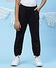 BIBA Full Length Elasticated Solid Joggers - Black