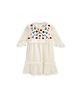 Cherry Crumble By Nitt Hyman 3/4Th Sleeves Knee Length Embroidered Floral Breezy Dress - Cream