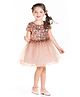 Cherry Crumble By Nitt Hyman Half Sleeves Knee Length Embellished Salmon Sequins Dress - Peach