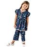 Cherry Crumble By Nitt Hyman Full Sleeves Floral Greet Nightsuit - Navy Blue