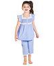 Cherry Crumble By Nitt Hyman Cap Sleeves Square Neck Polka Dot Cosy Printed Nightsuit - Blue