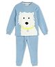 Cherry Crumble By Nitt Hyman Full Sleeves Full Length Applique Calm Puppy Winter Nightsuit - Sky Blue