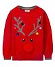 Cherry Crumble By Nitt Hyman Full Sleeves Embroidered Deer Sweater - Red