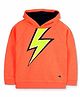 Cherry Crumble By Nitt Hyman Full Sleeves Lightning Print Shade Hooded Sweatshirt - Orange