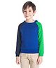Cherry Crumble By Nitt Hyman Full Sleeves Classic Color-Block Sweatshirt - Navy Blue Deep Blue & Green