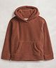 Cherry Crumble By Nitt Hyman Full Sleeves Solid Hooded Sweatshirt - Brown