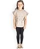 Cherry Crumble By Nitt Hyman Half Sleeves Dots Embroidery Top - Beige