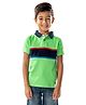 Cherry Crumble By Nitt Hyman Half Sleeves Color-Block Band Print Polo Tee - Green