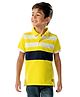 Cherry Crumble By Nitt Hyman Half Sleeves Color-Block Band Print Polo Tee - Yellow