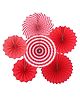  Johra Polka Dot Stripes Decoration Party Fans Red - Pack of 6