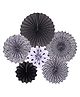  Johra Polka Dot Stripes Decoration Party Fans Black - Pack of 6