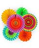  Johra Polka Dot Stripes Decoration Party Fans Multicolor - Pack of 6