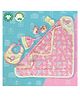 Pranava Organic Cotton Bird Printed Bib Cap With Booties Mittens & Blanket - White & Pink