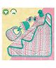 Pranava Organic Cotton Printed Bib Cap With Booties Mittens & Blanket - Green & Pink