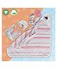Pranava Organic Cotton Striped Bib Cap With Booties Mittens & Blanket - White & Pink