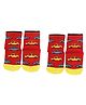 NOFALL Pack Of 2 Cars Design Anti Skid Ankle Length Socks - Red & Yellow