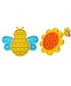 FunBlast Butterfly & Flower Shape Pop Bubble Stress Relieving Silicone Pop It Fidget Toy Pack Of 2 - Yellow & Orange