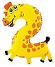 Shopping Time Jungle Animal Giraffe 2 number Foil Balloon - Yellow