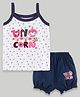 Cucumber Singlet Sleeves Inner Wear Sets - Navy Blue