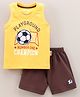 Child World Sleeveless T Shirt and Shorts Text Print - Gold