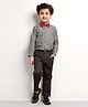 Babyhug Full Sleeves Shirt & Trouser with Bow - Grey