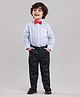 Babyhug Full Sleeves Shirt with Bow and Trouser with Suspenders Set - Blue