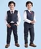 Babyhug Full Sleeves Party Suit With Tie & Jacket Solid- Blue