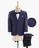 Babyhug Full Sleeves  3 Piece Party Suit With Bow - Navy Blue White