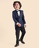 Babyhug Full Sleeves Party Suit with Bow Solid - Navy Blue