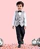 Babyhug Full Sleeves Party Suit With Waistcoat & Bow- Grey Black