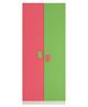 Adona Corolla 2 Door Kids Wardrobe with Petal Handles and Inner Drawer - Pink Green