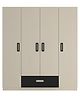 Adona Elanza 4 Door Wardrobe With Drawer And Grooved Handles Light Wood - Carbon Black