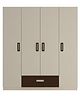 Adona Elanza 4 Door Wardrobe With Drawer And Grooved Handles Light Wood - Coffee Walnut
