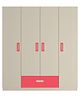 Adona Elanza 4 Door Wardrobe With Drawer And Grooved Handles Light Wood - Strawberry Pink