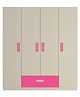 Adona Elanza 4 Door Wardrobe With Drawer And Grooved Handles Light Wood - Barbie Pink