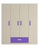 Adona Elanza 4 Door Wardrobe With Drawer And Grooved Handles Light Wood - Lavender Purple