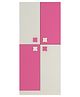 Adona Flora 2 Door Premium MDF Wardrobe With Floral Handles - Ivory Pink