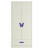 Adona Palencia Kids Wardrobe Cwith Drawer and Butterfly Handles - White Purple