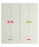 Adona Palencia 4 Door Kids Wardrobe with 4 Drawers Cloud and Star Handles - White Pink Green