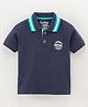 GRO Half Sleeves Polo T-Shirt Text Print - Navy