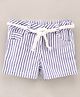 Bloom Up Knee Length Striped Shorts - Blue