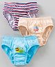 Chicita Briefs Striped & Text Print Pack of 3 - Blue Peach White