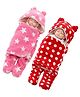 BABYZONE Baby Blanket cum Wrapper Star Print Pack of 2 - Red Pink