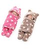 BABYZONE Baby Blanket cum Wrapper Star Print Pack of 2 - Pink Brown