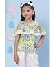 BIBA Half Sleeves Floral Print Cold Shoulder Top - Light Green
